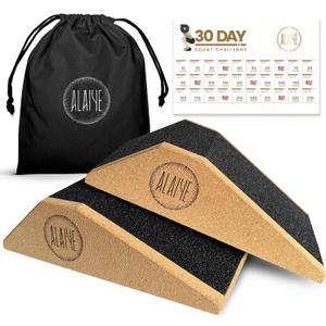 Squat Wedge Blocks (Set of 2)  Non-Slip Slant Boards for Lower Body Workouts, Ankle and Calf Stretching - Yoga Blocks, Designed to Elevate Heels and Squat Support - Includes Carry Bag
