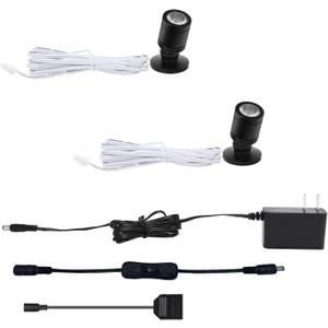 Taysing LED Spot Light Indoor Little Mini Spotlight Accent Lights for Display, Paintings, Pictures, Plants, Jewelry, Shelves, Cabinets, Posters, Showcase (Soft White-2 Pack Push Switch)