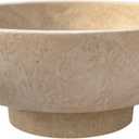 OAKOA Modern Fruit Bowl for Kitchen Counters - Large Decorative Bowl for Home Decor- Key Bowl for Entryway Table - Pedestal Bowl - Stone Bowl (Beige)