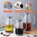 Large Glass Oil Dispenser Bottle for Kitchen Cooking Recipiente Para Aceite De Cocina Olive Oil Vinegar Dispenser Cruet Stainless Steel Lid No Drip Liquid Container (Clear, 34oz /1000ml)