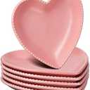 Meanplan 6 Pcs Heart Shaped Plates Ceramic 6.9 Inches Salad Ceramic Graduation Plates Dinner Heart Shaped Serving Dish Dessert Elegant for Kitchen Steak Snacks(Pink)