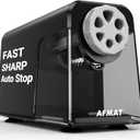 Electric Pencil Sharpener Heavy Duty, 6 Holes, Auto Stop AFMAT Pencil Sharpeners for School, Classroom Electric Sharpener for 6-11mm Pencils, 7000 Sharpening Times, Do not Eat up Colored Pencils (Black)