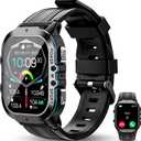 OUKITEL BT20 Military Smart Watch for Men Women, 50M Waterproof Rugged Fitness Tracker, Bluetooth Call, Voice Assistant, 1.96 Inch Touchscreen, 100+ Sports Modes, 24H Health Monitor, for iOS/Android