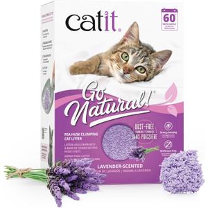 Catit - Go Natural Pea Husk Clumping Cat Litter - Lightweight, Dust Free, Easy Cleaning & Scooping, Flushable Kitty Litter with Odor Control & Subtle Fragrance - 12.3 Lbs, Lavender Scented