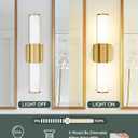 Bathroom Light Fixtures, 2-Light Vanity Lights for Mirror with Milk Glass Shade, Brushed Gold Wall Sconces Up and Down Wall Lamp for Bathroom Bedroom Hallway, VL834-BG-ML