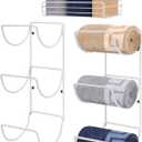 NearMoon Towel Rack Wall Mounted- All Metal Bathroom 2 Towel Rack Holders+ Hand Towel Storage Basket, Rustproof 3 Level Wine Rack Organizer for Hand Towels, Washcloths, 2+1 Pack (White)