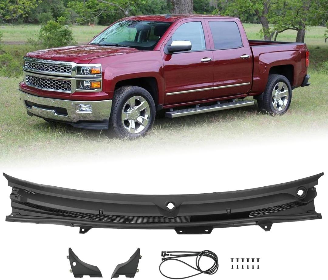 23207951 Windshield Wiper Cowl Panel Grille Fit for 2014 2015 Chevy Silverado 1500 Front Grille Insert Cover Chevrolet Windshield Wiper Cowl End Cap Panel Left and Right Side 23178015 22776511
