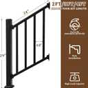 Aluminum Deck Railing Kit, Modular 36 in H. x 2 Ft W Stair Railing Kit for Outdoor Steps,Heavy Duty Balustrade System for Deck, Porch, Patio & Balcony(1 Post, 1 Panel)