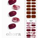 ohora Semi Cured Gel Nail Strips (N Mulberry) - Red, Ombre, Works with Any UV/LED Lamps, Salon-Quality, Long Lasting, Easy to Apply & Remove - Includes 2 Prep Pads, Nail File & Wooden Stick