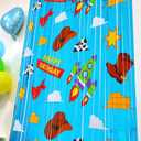 2 x Bupulo Toy Birthday Decorations, 2 Pack Toy Themed Birthday Party Backdrop 3.3 x 6.6ft Cartoon element Tinsel Foil Fringe Curtains Photo Booth Props, Perfect Toy Party Background for Kids