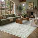 PureCozy Sage Green Area Rug 10x12 Vintage Floral