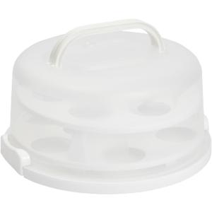 Juvale 2-in-1 Round Cake Carrier - Secure Pie Carriers for Two Pies - Portable Cupcake Container with Removable Insert - Spacious Cake Storage for 10-Inch Desserts - White, 12 in x 5.9 in