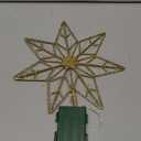 YEAHOME Christmas Tree Topper, Gold Glittered Hollow 7Point Star Tree Topper, Lighted Wire Star with 20 LED Lights for Christmas Treetop, Xmas Tree Topper with Timer, Christmas Tree Decorations