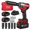 Cordless Impact Wrench1/2 Inch, 600N. M/450Ft-lbs Power Impact Gun Kit, High Torque Electric Impact Driver for Car RV Tire,LED Light,4.0Ah Battery,Car/DIY Furniture/Home,Power tools,Red Toolbox