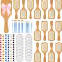 Meanplan 16 Set DIY Wooden Hairbrush Painting Kits Make Your Own Hair Brush Hand-Painted Hairbrush Night Party Supplies with Paint Brush and Palette for DIY Gift Party Crafts (Square)