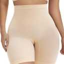 SHAPERX Women Shapewear Tummy Control Panties High Waisted Shorts Seamless Body Shaper Underwear (Small-Medium, Beige)