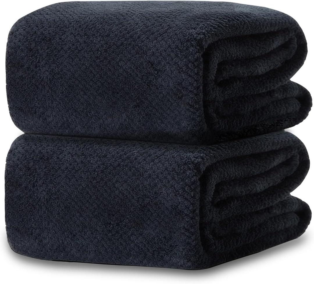 2 Pack 40"x 80" Extra Large Bath Towel Sheet Set, Oversized Bath Sheet Towels for Adults Soft Highly Absorbent Quick Dry Towels Set for Bathroom Hotel Spa Black