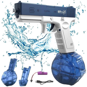 Electric Water Gun for Adults Kids, Automatic Squirt Gun with a Long Range of up to 24 Ft, LED Light Large Capacity IP7 Waterproof Fully Auto Water Gun (OOS)