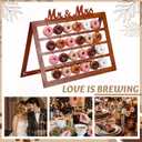 SiliFine Mr & Mrs Wedding Supplies Donuts Wall Display Stand Rustic Decor Holder for Party Events Engagement Wedding Holds 48 Donuts with Wooden Display Sign