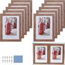 5x7 Picture Frames Set of 10, Wooden Picture Frame Set with Display Box, Rustic Style Antique Brown Wood Grain Photo Frame Suitable For Desktop Display and Wall Decoration.