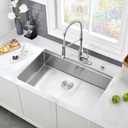 27 Inch Kitchen Sink Undermount-VASOYO 27x19 Stainless Steel Undermount Kitchen Sink Workstation 16 Gauge Deep Single Bowl Under Mount Sinks Basin with Cutting Board, 27"x19"x10"
