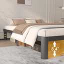 10 Inch Bed Frame Queen Size with Metal Gaskets, Heavy Duty Queen Platform Bed Frame No Box Spring Needed, DIY Headboard, Anti-Slip Mattress Stopper, Round Corner Leg, Easy Assembly, Black