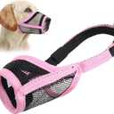 LUCKYPAW Dog Muzzle, Mesh Muzzle for Large Medium Dogs, Soft Mouth Cover to Prevent Biting Chewing, Drinkable Breathable Adjustable Puppy Mouth Guard(XXL, Pink) (XXL(Snout: 10"-11"))