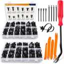 GOOACC 480PCS Bumper Retainer Clips with Fastener Remover Car Plastic Rivets Push Retainer Kit -Door Trim Panel Clips for Toyota GM Ford Honda Acura Chrysler (480Pcs Clips + Remover)