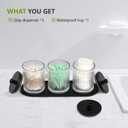 eggs sound 3 Pack Qtip Holder - Bathroom Organizers and Storage, Cotton Round Holder Floss Pick Cotton Ball Swab Holder with Tray, Glass Apothecary Jars with Lids Container Set -sw clear b
