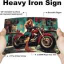 GLOBLELAND Vintage Garage Motorcycle Lady Metal Tin Sign 8x12inch Vintage Cool Pin Up Lady Art Plaque Poster Wall Decor for Home Bars Clubs Garage Motorbike Lover Gifts