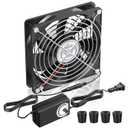 2 x 120mm 240mm Computer Fan with AC Plug 110V/220V to DC 12V Power Supply, Speed Controller 3V-12V Adjustable, for PC Case/Server/Cabinet/Workstation/Small Box Exhaust Cooling