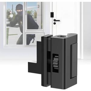 Portable Door Lock for Travel Hotel Safety- 800lbs Child Proof Security Reinforcement Lock for Inward Swing Front/Inside Doors,Top Mount Latch for Toddler,Baby Room,Kids,Apartment Use,Black