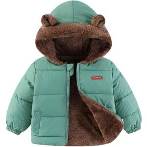 Toddler Winter Puffer Coat Fleece Padded Jackets Hooded Bear Ears Outwear Clothing for Kids Boys Girls 1-6 Years (3-4T, Green)