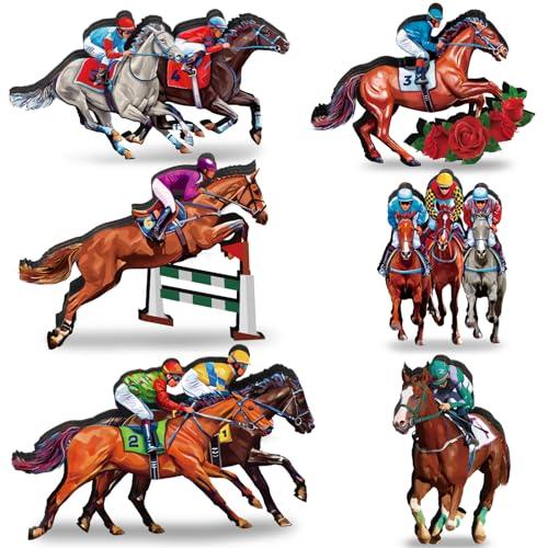 6 Pcs Derby Decorations Horse Racing Table Centerpieces Double Sided Horse Party Decor Wooden Derby Party Supplies for Home Office Festival Horse Birthday Tiered Tray (Broken Piece)