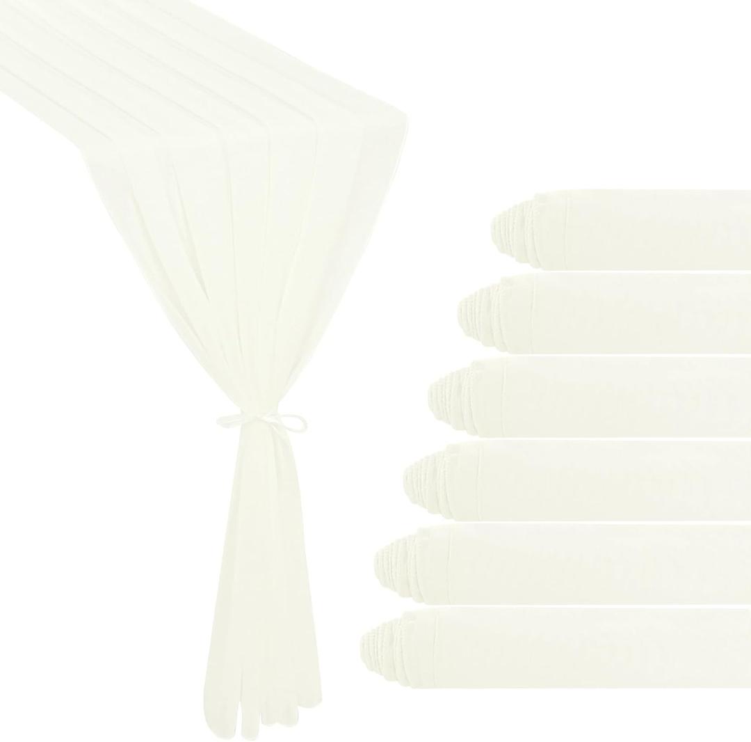 6 Pack 10Ft Ivory Chiffon Table Runner 29x120 Inches Sheer Fabric Table Runner Romantic Wedding Runner for Thanksgiving Christmas Bridal Shower Decorations Ivory