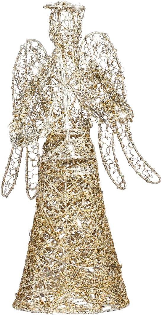 Christmas Tree Topper Glitter Angel Tree Topper Figure for Christmas Festival Home Mall Office Desktop Decor