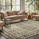 OPPODREAM Vintage Brown Area Rugs 5x7, 5 x 7 Retro Washable Rug Non Slip, Low-Pile Faux Wool Carpet, Distressed Floor Mat for Living Room, Bedroom, Kitchen, Office, Dorm, Dinning Room