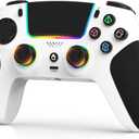 LED Wireless Controller for PS5,with PS5 Pro/PC/iOS/Android/MAC/Steam Deck, Halleffect joysticks/ Programmable/Dual Vibration/ Turbo & Macro /8 Color RGB Lighting/1000mAh Battery,3.5mm Audio Jack/6Axis Motion Contro Gamepad