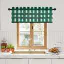 NICETOWN Valences Buffalo Check Kitchen Tier Curtains, Classic Plaid Gingham Farmhouse Window Curtain Valance for Windows Living Room Bedroom, Rod Pocket, Green & White, 52"x 18"