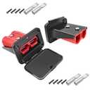 GZSH Anderson Plug 2PCS 175A Quick Connect Wire Connectors with Mount and Cap 4-1/0 AWG Battery Quick Disconnect 12V-36V Battery Quick Connect Waterproof SB175 for Car RV Trunk Boat Winch (Red)