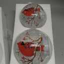 Crackle Glass Cardinal Lamp Battery Operated Globe Lamp for Women Stylish Cardinal Decor Ornaments Red Bird Pattern Stained Glass Mother's Day Gifts 2 Pack (6in & 5 in) (No Timer)