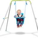 Sportspower My 1st Toddler Swing - Heavy-Duty Baby Indoor/Outdoor Swing Set with Safety Harness, Blue, 52"L x 55"W x 47"H