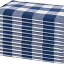 Blue Cloth Dinner Napkins - 100% Cotton, 12 Pack - 20"x20", Reusable and Washable Navy Dinner Napkins - Plaid Design, Perfect for BBQ, Parties and Small Get-Togethers (Blue)