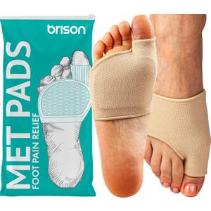 Brison Podiatrist-Designed Metatarsal Pads for Women & Men - Ball of Foot Cushions for Pain Relief Gel Sleeves from Metatarsalgia Mortons Neuroma - 2 Pairs(Beige, Medium)