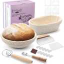 Saint Germain Bakery Premium Round Bread Banneton Basket with Liner - Perfect Brotform Proofing Basket for Making Beautiful Bread (10 in. Round / 10 in. Oval))