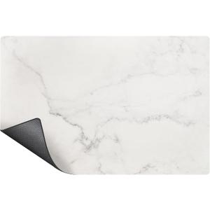 SUEH DESIGN Coffee Mat, Absorbent Dish Drying Mat 19.6 x 11.8 in Quick Dry Coffee Mat Large Drying Mats for Kitchen Counter Coffee Bar, Marble White