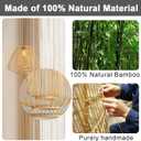 Bamboo Adjustable Height Pendant Light 20" Boho Rustic Farmhouse Chandelier