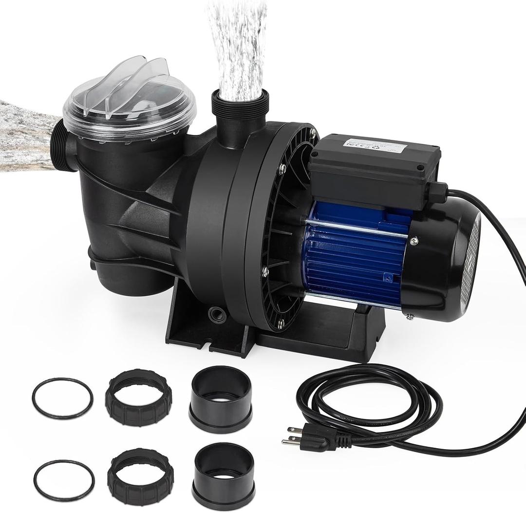1.1HP Pool Pump In/Above Ground Water Pump Single Speed, 800W/115V, 3962GPH & High Flow, Powerful Primming Swimming Pool Pumps with Filter Basket, Low Noise for Family