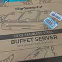 Elite Gourmet EWM-9933 Triple 3 x 2.5 Quart Trays Buffet Server 7.5 Qt Oven Safe Pan Food Warmer, Temperature Control, Clear Slotted Lids, Perfect for Parties, Entertaining & Holidays, Stainless Steel
