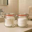 Set of 2 airtight wide mouth glass jar with lid 17oz 0.5 liter Clear Glass Kitchen, Pantry Organizer. Keep your food, grains coffee, tea, cookies and candies dry, fresh. (Oval PC11002-F)